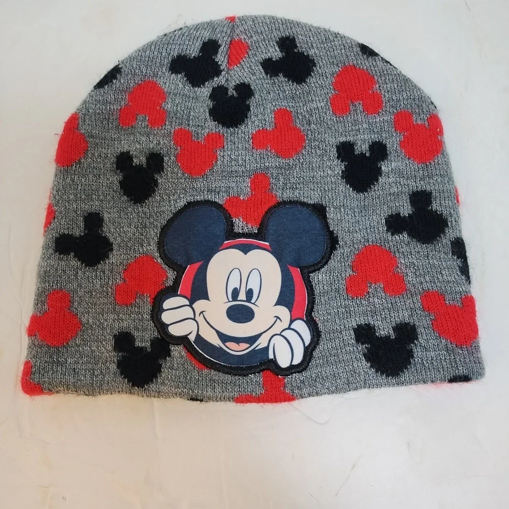 Kids Disney Mickey Mouse Beanie Hat‎ Toddler 2T 5T Gray Red Black